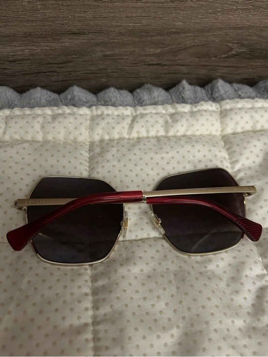 Ralph Lauren Gold Frame Sunglasses with Gray Lenses and Red Temples main image 8